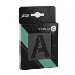 Set de pochoirs - qbix - alphabet n�1 - 26 lettres - plastique flexible - r�utilisables