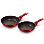 Set de po�les � frire induction 22 - 26cm aluminium antiadh�sif marbre sans pfoa berlinger haus burgundy ...