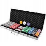 Set de poker - marque inconnue - 500 jetons - mallette en aluminium - 2 jeux de cartes - 5 d�s