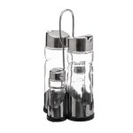 Set porte huile et vinaigre - non spcifi - 5x5x21cm - couvercles en acier inox - joint en silicone