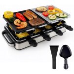 Set raclette pour 8 personnes avec plaque en pierre chaude po�lons & spatules ? inoxydable & r�glable ...