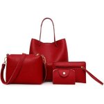Set de sacs rouge - sac � main + sac � bandouli�re + portefeuille femme - ensemble de sacs fourre 4pcs ...