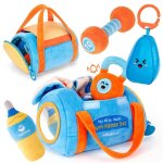 Set sensoriel montessori b�b� 0 - 6 mois - peluche avec halt�re hochets papier froiss� & miroir cadeau ...