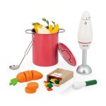 Set de soupe janod - jouet dimitation en bois carton et feutrine - 43 accessoires