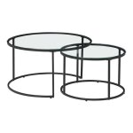 Set de tables basses - helloshop26 - 03 0010602 - rondes gigognes - verre tremp� 4mm - structure m�tal ...