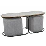 Set table basse et poufs dual - marron chêne artisan / noir - l 120 x l 50 cm Set table basse et poufs dual - marron chêne artisan / noir - l 120 x l 50 cm