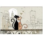 Set de table - kiub - chats amoureux - beige - rectangulaire - lavable Set de table - kiub - chats amoureux - beige - rectangulaire - lavable