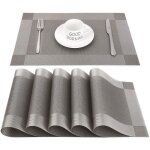 Sets de table - rectangulaire - pvc antid�rapant - lot de 6 - fr�ne argent�
