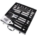 Set dustensiles bbq pour grillades - sotech - 18 ustensiles en acier inoxydable - mallette en aluminium ...