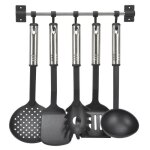 Set dustensiles de cuisine - hi - 6 pi�ces - noir - acier inoxydable - r�sistant � 210�c