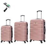 Set de valise 3 pi�ces valise celims aerowave cabine + moyenne + grande roues 360 cadenas rose gold