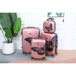Set de valises 4 pices - celims - polycarbonate - rose gold - cadenas tsa - 360 roulettes