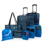 Set de voyage 8 pi�ces itaca - 2 valises trolley 4 roues bleu marine