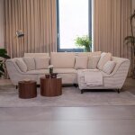 Seyna - canap d?angle convertible avec coffre en velours ctel beige - angle droit