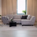 Seyna - canap� d?angle convertible avec coffre en velours c�tel� gris - angle droit