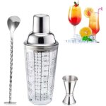 Shaker � cocktailshaker � cocktail en acier inoxydable shaker � cocktail en verreavec tasse mesurer et ...