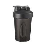 Shaker de sport portable - noir - 400ml - plastique - mixte - multisport