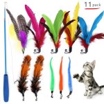 Jouet interactif - sharp - canne  pche  plumes - 11 recharges - multicolore - pour chats et chatons ...