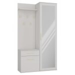 Sheila - vestiaire dentre avec miroir - armoire + porte - manteau - rangements chaussures - beige