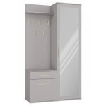 Sheila - vestiaire dentre avec miroir - armoire + porte - manteau - rangements chaussures - gris