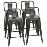 Shengli lot de 4 chaise haute de bar avec assise (dossier amovible)