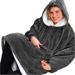 Couverture - sherpa - robe portable - polaire douce - anti - froid - taille unique 80x90cm