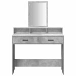 Shieldpro�coiffeuse maquillage - cloud - meuble de chambre - 1 personne - avec tiroir gris b�ton 100x41x140 ...