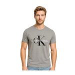 T - shirt calvin klein jeans homme gris monologo slim fit � manches courtes