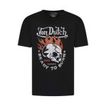 T - shirt en coton noir avec un imprim� t�te de mort et un col v