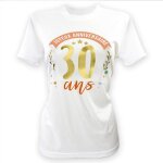 T - shirt - dcoration de fte - femme - polyester - taille m / l - joyeux anniversaire 30 ans