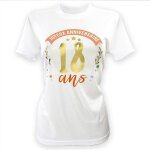T - shirt  ddicacer 18ans anniversaire femme l l blanc