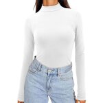 T - shirt femme - col roul� - manches longues - ajust� - taille xxl - blanc