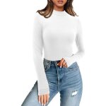 T - shirt femme - col roul� - manches longues - taille xl - blanc chic et confortable