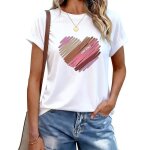 T shirt femmetshirt femme chic col rond haut manches courtes ete imprim� � motif c?urconfortable mode ...