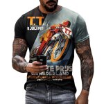 T - shirt homme - 3d moto vintage - imprim� r�tro course moto - manches courtes tee shirt homme - noir ...