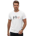 T - shirt homme saint - valentin blanc - design c?ur et ligne de vie - 100% coton - - blanc