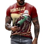 T shirt homme vintage moto 3d impression tee shirt hommecol rond r�tro moto tshirt manches courtes - ...