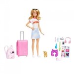 Poup�e - barbie - barbie voyage - 14 accessoires - 3 ans et + - rose
