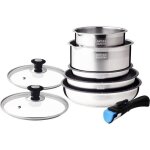 Batterie de cuisine - arthur martin - am2493 - acier inoxydable - 8 pi�ces - poign�e amovible