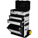 Caisse valise coffre bote  outils  roulette - sib - 565 x 35 x 77 - 92 cm - acier - argent - 3 compartiment ...