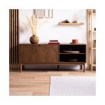 Sicaan meuble tv 140cm 2 portes finition noyer nolan