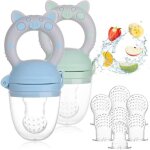 Siksog - 2pcs tetine fruits bebe, ttine d'alimentation, 7 pcs de sacs en silicone (3 tailles - s, m, ...
