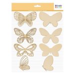 Silhouettes en bois - artemio - mon essentiel - 8 papillons - d�corations diy - fsc non vernies