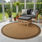 Simpex rond tapis ext�rieur 160 cm beige tapis aspect jute pour terrasse jardin salon salle � manger ...