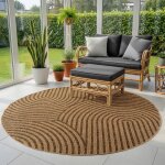 Simpex tapis rond ext�rieur 120 cm beige tapis aspect jute naturel pour terrasse balcon salon entretien ...
