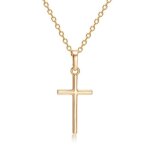 Simple croix crucifix collier pendentif croix unisexe en or jaune 18k plaqu femmes filles clavicule ...