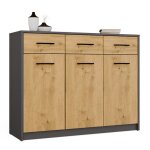 Simplo - buffet 109 cm 3 portes & 3 tiroirs - anthracite ch�ne artisan