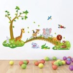 Simpvale stickers muraux grande jungle animaux pont - vinyle - pour chambre d enfant