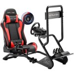Simulateur de conduite avec si�ge haut - parleurs 3d support ecran volant et levier r�glables - rouge ...