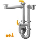 Siphon tubulure gain de place pour vidage vier 2 cuves gris mtal